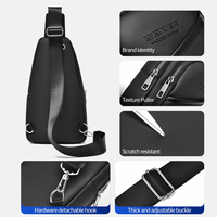 Sac de poitrine en PU noir vintage décontracté avec logo personnalisé, nouveau sac bandoulière imperméable de qualité supérieure pour homme, idéal pour les voyages et les activités de plein air