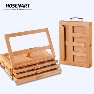 Tablero de dibujo con cajón, caballete de madera para estudiantes de arte, diseño plegable portátil, color madera natural - Product Image 3
