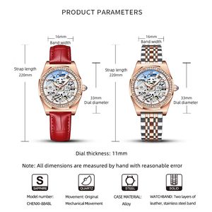 CHENXI 8848 Women Automatic Mechanical <strong>Watch</strong> Top Brand Luxury Stainless Steel <strong>Diamantes</strong> Waterproof Wrist <strong>Watch</strong> Ladies Skeleton - Product Image 6