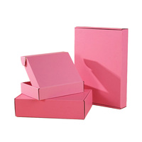 Caja de cartón Rosa personalizada, caja de embalaje de envío de correo corrugado con logotipo, caja de correo de ropa de regalo reciclable