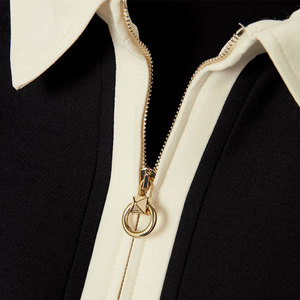 Produttori di maglieria personalizzata estiva nera con collo a Polo con cerniera a maniche corte a lunga lunghezza in maglia abito Casual da donna <span class=keywords><strong>maglione</strong></span> abito Casual - Product Image 4