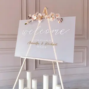 Letrero de acrílico esmerilado para boda, señal de bienvenida personalizada, decoraciones de recepción de boda
