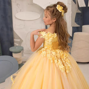 ML081 Vestido de <span class=keywords><strong>princesa</strong></span> de encaje, gasa y satén, largo midi, con efecto ilusión, para comercio exterior, ideal para actuaciones, cumpleaños, niñas de las flores y bodas, con diseño abullonado - Product Image 4