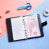 12 feuilles de budget d'expenses pour classeur A6 en cuir PU, avec 8 pochettes pour classeur A6