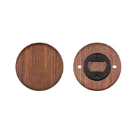 Ouvre-bouteille en bois de noyer noir naturel Puselife, logo laser, ouvre-bouteille rond, sous-verre, ouvre-boîte avec aimant