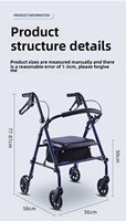 Scooter pliable multifonctionnel à quatre roues Ceinture de loisirs pour personnes âgées et chariot d'épicerie Walk & Roll avec confort