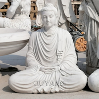 Statues de Bouddha assis en pierre blanche de grande taille, modernes et personnalisées, pour jardin, sculpture en marbre d'extérieur à vendre