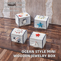 Style océanique Mini boîte à bijoux en bois Technique polie écologique Stockage de bureau créatif Artisanat en bois Signes muraux