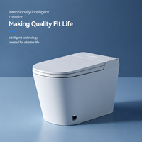 Bidet intelligent en céramique sur pied avec siège chauffant, télécommande, double chasse d'eau et siphon en S