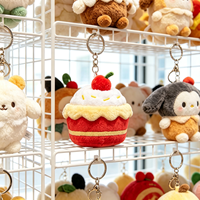 Porte-clés en peluche personnalisé avec logo, motif cupcake fruit mignon, jouet en peluche doux, breloque de sac, mini porte-clés en peluche personnalisé, cadeaux