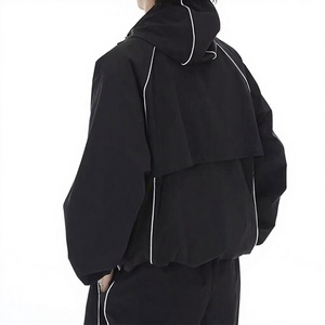 Wholesale Men Custom Logo Windbreaker Tracksuit Set Hooded Stand Collar <b>Jacket</b> & Jogger Pants Waterproof Quick Dry Sweatsuit - Product Image 3