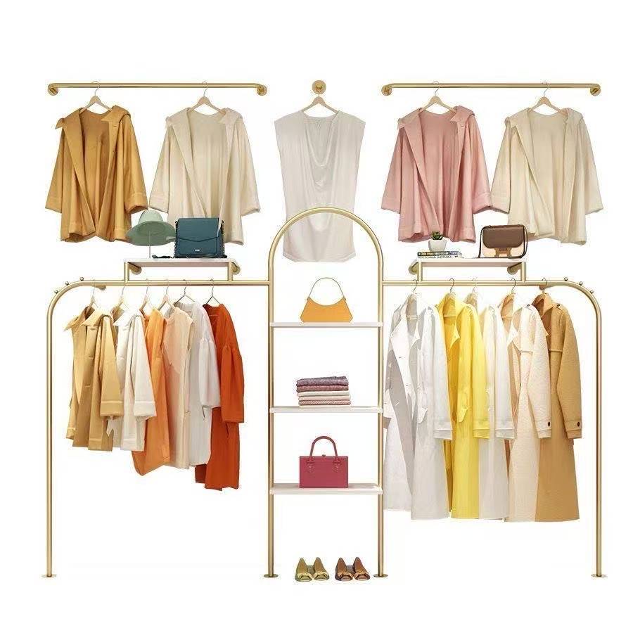 clothes rack for clothing store golden