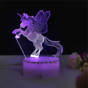 Bébé Enfants <span class=keywords><strong>anime</strong></span> licorne 3D Led Veilleuse <span class=keywords><strong>anime</strong></span> 7 Couleur Changeante Lampe De Table - Product Image 6