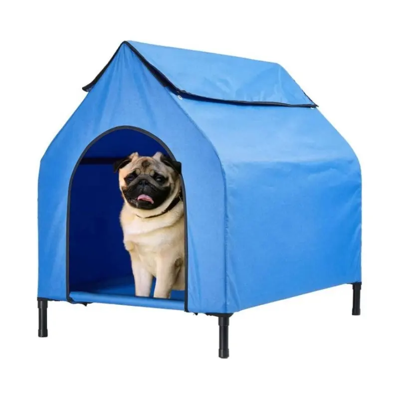 Rumah Anjing Tahan Cuaca untuk Anjing Bernapas Rumah Anjing Oxford Tenda untuk dengan Bingkai Baja Max Berat 90 Lbs Biru