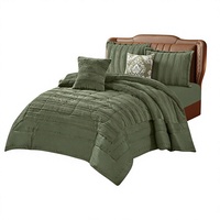 Ensemble de couette en velours de lait vert olive, texturé 3D floral, en polyester, doux, pour l'hiver, OEM ODM