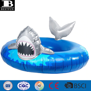 Flotteur de <span class=keywords><strong>piscine</strong></span> <span class=keywords><strong>gonflable</strong></span> en vinyle robuste en forme de <span class=keywords><strong>requin</strong></span>, anneau de natation rond durable en forme d'animal, tube aquatique pour adultes, fête d'été - Product Image 3