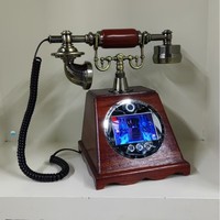 Haut noyer Antique vidéo livre d'or téléphone prix usine Vintage mariage Message Machine dans la conception de téléphone filaire pour les mariages