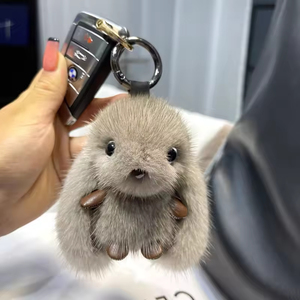 Sang trọng sang trọng Fluffy Bunny <span class=keywords><strong>Keychain</strong></span> thỏ đồ chơi Ba lô quyến rũ Mặt dây chuyền mềm thân thiện với môi bền cho các cặp vợ chồng - Product Image 2
