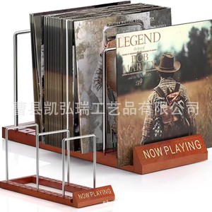 Wooden desktop <b>standing</b> vinyl <b>record</b> holder/organizer for home use. - Product Image 2