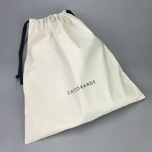 Custom Logo Printed Soft Brushed Cotton Twill Gift Drawstring Packaging Shoe Bag Luxury Cotton Shoe Dust Bag