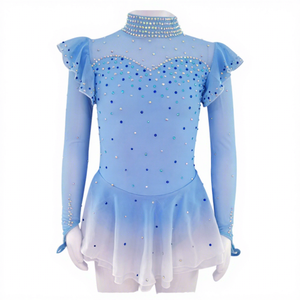 Abito da Pattinaggio Artistico per Ragazze Blu Scuro di Design Popolare, Costume da Pattinaggio da Sala in Spandex per Esibizioni - Product Image 1
