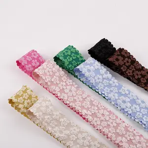 Custom Premium Pretty Floral Pattern Hair Accessories Wavy Edge Handmade Ribbon Luxury Hair Bow Ribbons For Girls