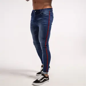 Pantalones vaqueros ajustados elásticos de algodón para hombre, jeans de oficina de color azul árabe de último diseño