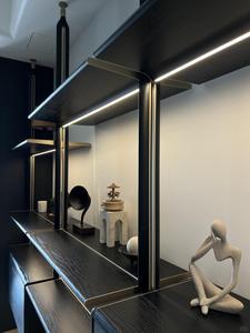 Estantería de Aluminio Personalizada con Estantes de Vidrio y Cajones de Madera Maciza, Librería de Aluminio y Madera Maciza, Venta al Por Mayor de Fábrica - Product Image 6