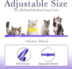 बिल्लियों के लिए 4-पैक समायोज्य शांत कॉलर को पंख सजावट रबर सामग्री के साथ तनाव और चिंता से राहत मिलती है - Product Image 5