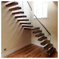 Escalier flottant Prima, escalier cantilever en acier dissimulé, escalier à marches en bois sur mesure pour la décoration intérieure de villa