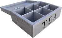 Coffret de rangement pour sachets de thé en bois rustique, boîte de présentation multifonctionnelle avec couvercle en verre, marron