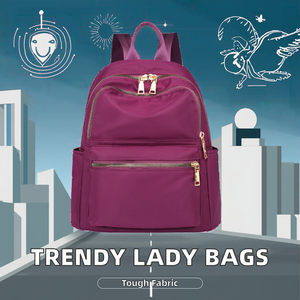 New Fashion Light Feminine Backpack Handbags Unisex Design Purses Letter Decoration Two Straps Zipper Closure Luxury Polyester - Product Image 2