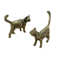 Figurines de chat en laiton en gros, faites à la main, statue d'animal en laiton jaune, style antique, décoration de table pour la revente, lot en gros pour l'affichage