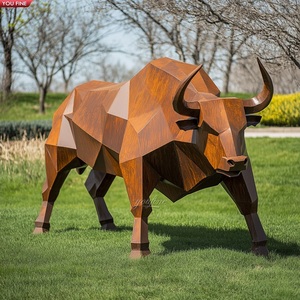 YOUFINE Escultura de León Geométrica de Acero Corten, Moderna, de Metal Envejecido, para Parques Públicos y Plazas Urbanas - Product Image 3