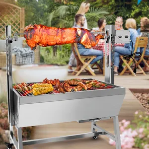 Hot Sale Outdoor Kichen Grill Stainless Steel Pig Chicken Spit Roaster Lamb Charcoal Barbecue Rotisserie BBQ Grill For Sale