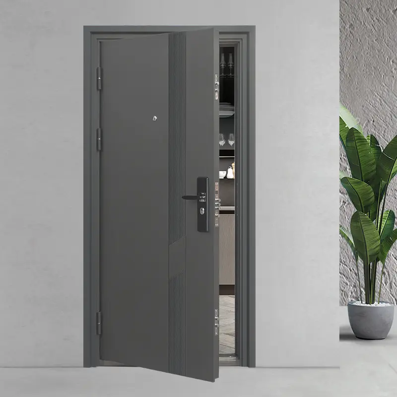 Porta di sicurezza esterna moderna in metallo per porte di sicurezza grigliate per appartamento porta principale in acciaio inossidabile