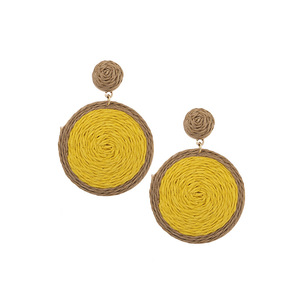 Boucles d'oreilles tressées en rotin pour femmes, style ethnique, style bohème, fait main, rond, cercle rond, 2025 - Product Image 2