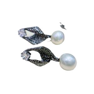S925 <b>Silver</b> DIY <b>Pearl</b> Accessories Fashion <b>Silver</b> Jewelry <b>Earrings</b> with 10-15mm Round Beads 22217 Empty Earnail Tray - Product Image 5