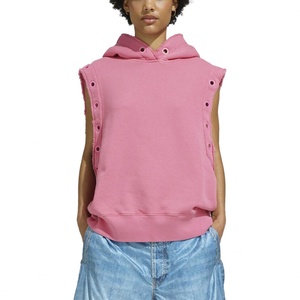 Sudadera con Capucha Negra sin Mangas de Diseño Personalizado para Mujer, de Lujo, Corte Holgado, Hombros Caídos, de Algodón French Terry, Estilo Oversize Streetwear - Product Image 5