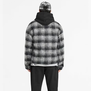 Chemises à carreaux surdimensionnées pour hommes avec impression de logo personnalisé OEM, double fermeture, veste - Product Image 3