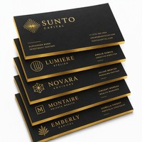Carte de visite de luxe personnalisée Sunto BC-15 en papier épais avec bord doré |   Estampage à chaud en feuille d'or sur coton premium 600 g/m² pour indépendants
