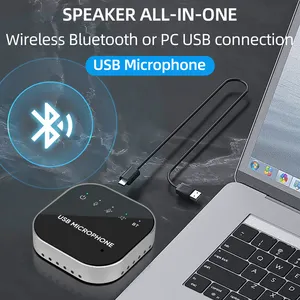 Q9 mikrofon Video Desktop profesional, mikrofon Omnidirectional USB komputer Speaker untuk mengajar