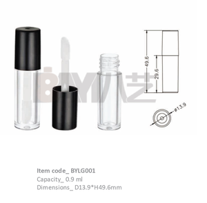 Tubes de gloss à lèvres en plastique transparent de forme ronde, contenants vides transparents avec bouchon à vis noir, flacons de maquillage - Product Image 2