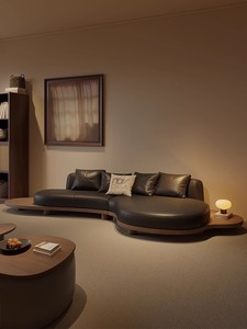 Estilo medieval Simple y elegante Combinación personalizada Bandeja de madera <span class=keywords><strong>Chaise</strong></span> <span class=keywords><strong>Longue</strong></span> de cuero en forma de sala de estar Sofá de hotel - Product Image 5