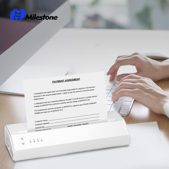 Milestone MHT-P8008WD A4 Thermal Portable Wireless Mobile Printer with Multi-OS Support in Stock Document Contract Word Printer