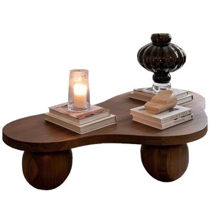 Mesa de centro vintage de madera maciza, diseño minimalista, adecuada para apartamentos pequeños, estilo retro, madera natural, sala de estar - Product Image 5
