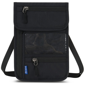 Portefeuille multifonction antivol fin, pochette de voyage dissimulée pour le cou, étui pour passeport, porte-cartes, porte-carte d'identité solide, fermeture éclair en nylon B0018 - Product Image 4