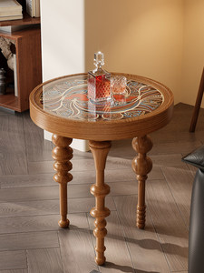 Tavolino Laterale Artistico in Legno Stratificato con Motivo Mandala, Tavolino Rotondo con Taglio Laser 3D, Pezzo Decorativo Artigianale per Arredamento Casa - Product Image 1