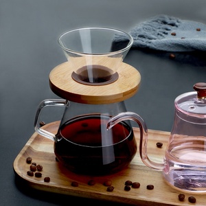Glass Drip Coffee Filter Seperate Glass Coffee <strong>Dripper</strong> With Wood Stand - Product Image 5