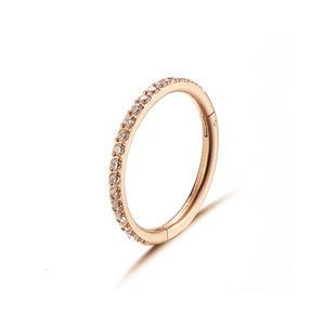 Stainless Steel Diamond Encrusted Nose <b>Ring</b> <b>Circle</b> Shape Zircon Inlay Channel Setting Septum Piercing Jewelry Gift - Product Image 5